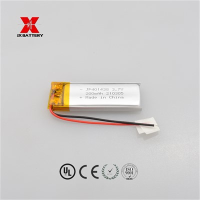 Customized Rechargeable JP401438 3.7V 200mAh 0.74Wh Li Polymer Battery For Medical Device